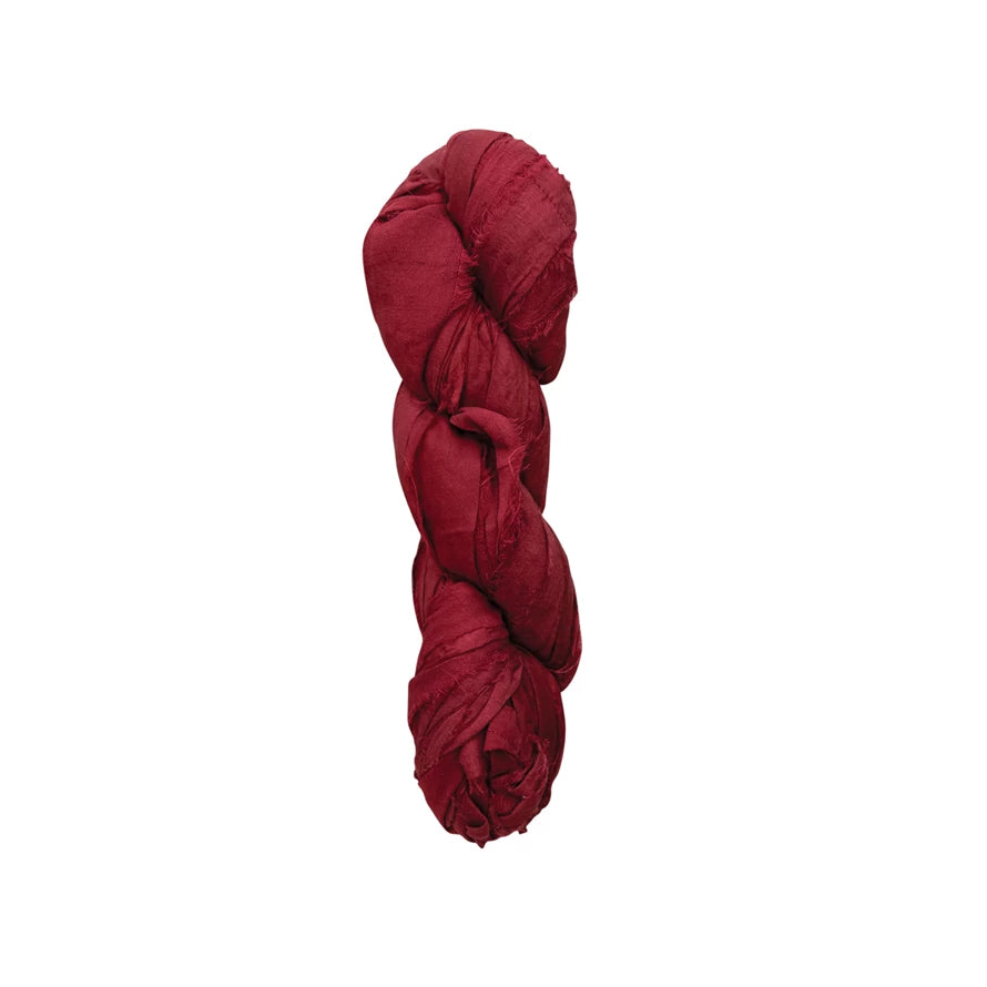 Burgundy Recycled Torn Silk Ribbon