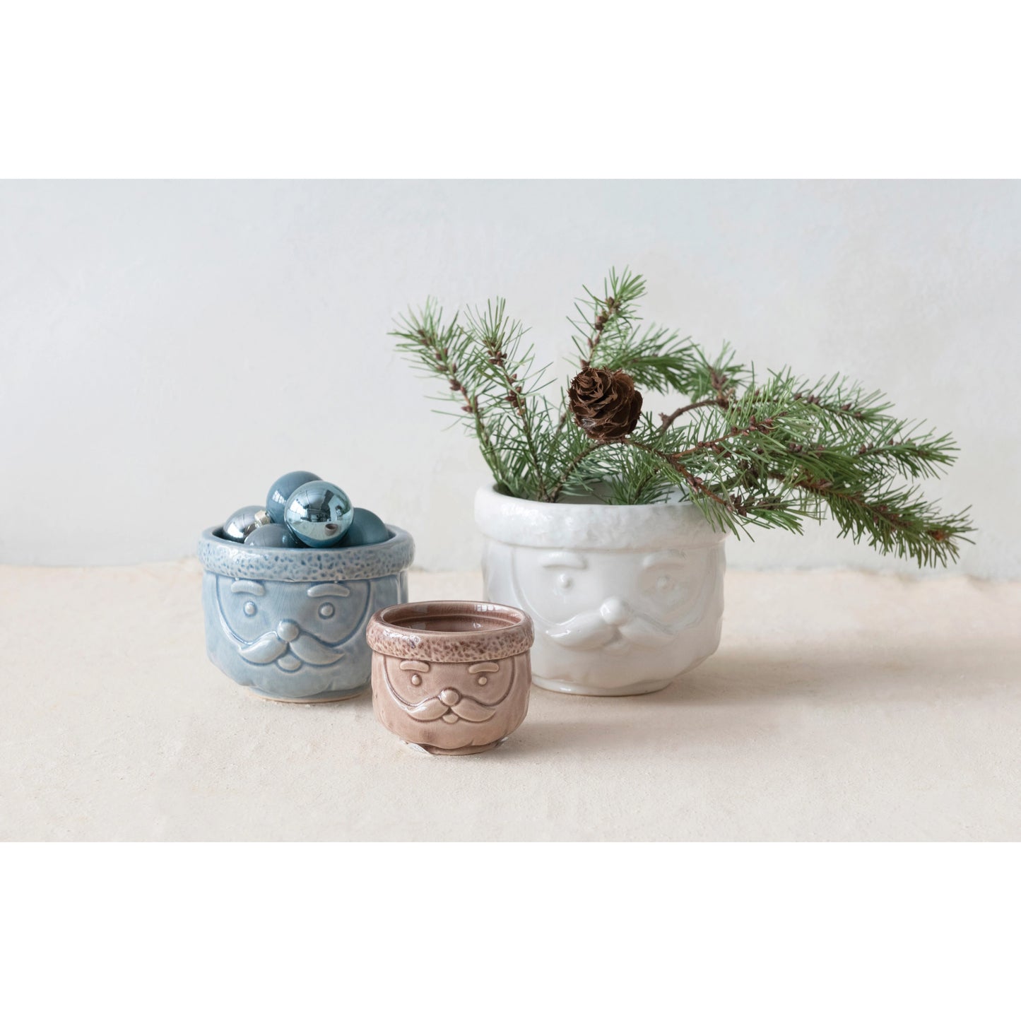 Decorative Stoneware Santa Containers