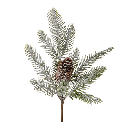 Snowy Pine with Pinecone Pick