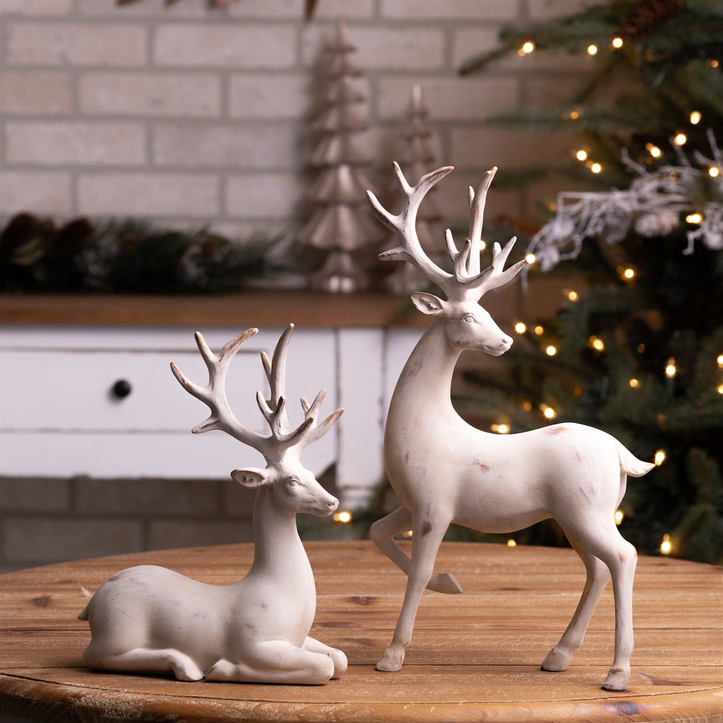 White Rustic Deer Decor