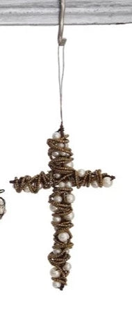 Wire Cross with Beads Ornament
