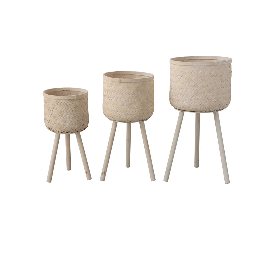 Bamboo Baskets with Wood Legs