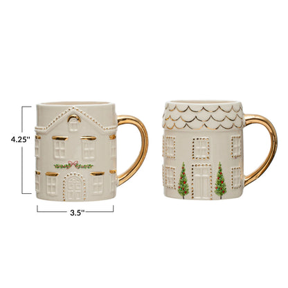 Hand-Painted Stoneware House Mug