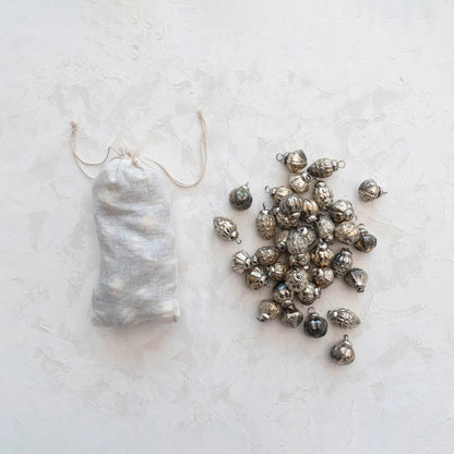 Embossed Mercury Glass Ornaments in Muslin Bag