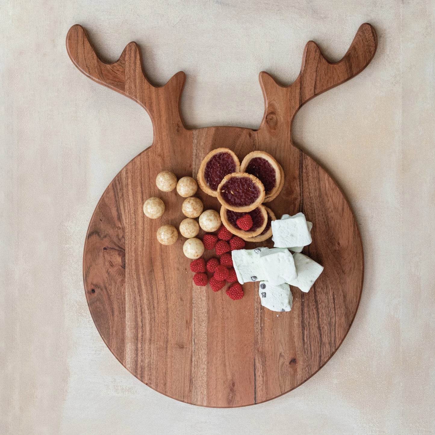 Acacia Wood Cheese/Cutting Board w/ Antlers