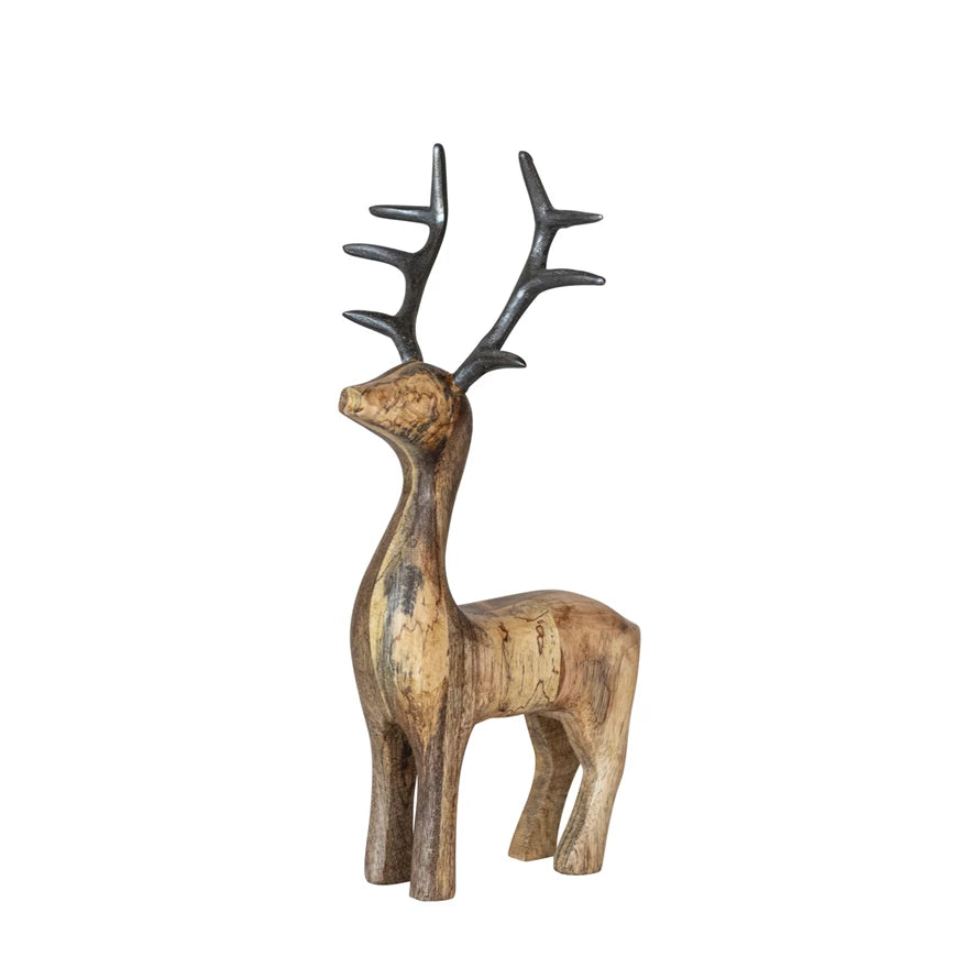 Mango Wood Reindeer w/ Aluminum Antlers