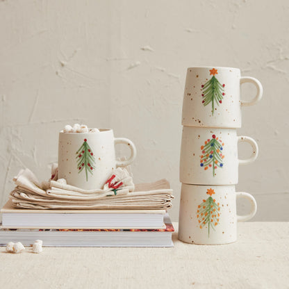 Hand-Stamped Mug w/ Trees