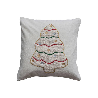 20" Square Cotton w/ Embroidered Tufted Pillow