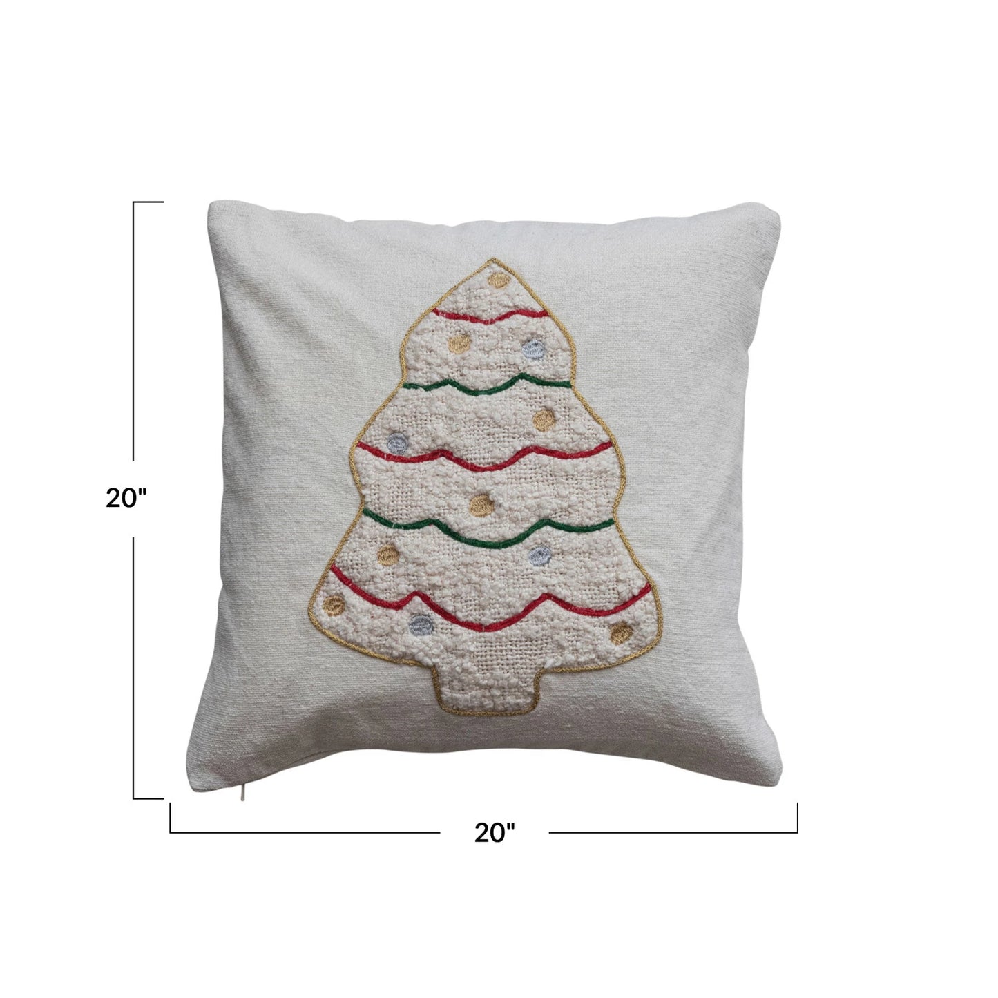 20" Square Cotton w/ Embroidered Tufted Pillow