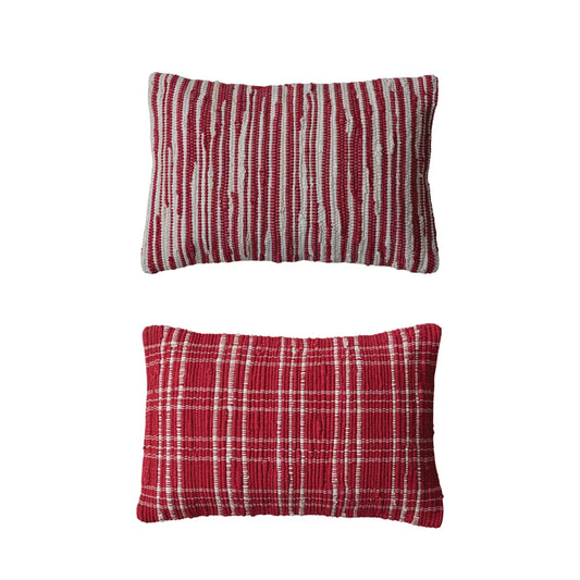 24"L x 16"H Hand-Woven Recycled Cotton Chindi Lumbar Pillow