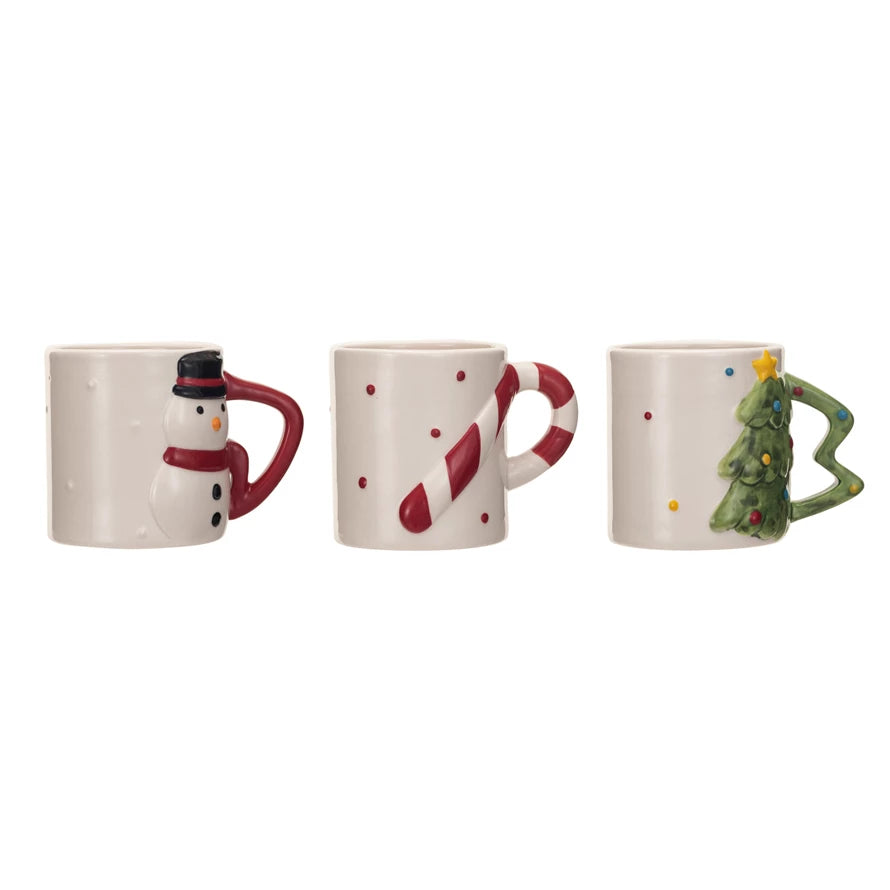 Stoneware Holiday Mug w/ Shaped Handle