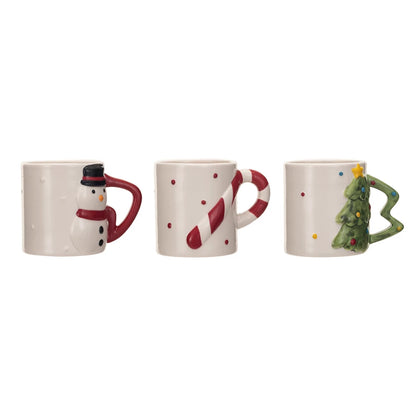 Stoneware Holiday Mug w/ Shaped Handle