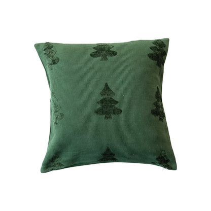 20" Square Woven Cotton Blend Jacquard Pillow w/ Trees