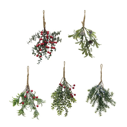 Hanging Faux Evergreen & Berry Bunch