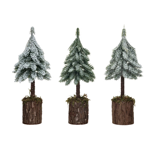 Faux Fir Tree w/ Wood & Moss Base