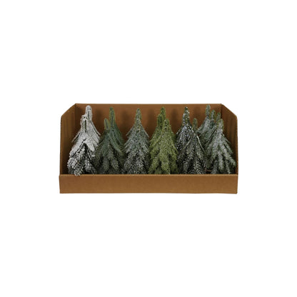 Faux Evergreen Trees with Natural Wood Slice Bases