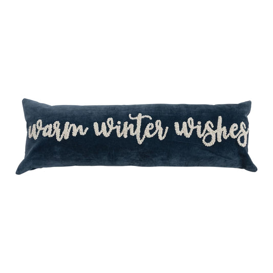 "Warm Winter Wishes" Velvet Lumbar Pillow