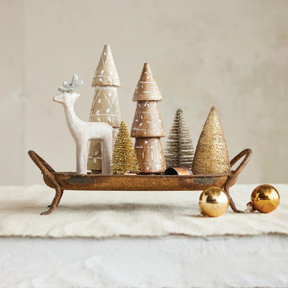 Decorative Metal Footed Tray with Handles