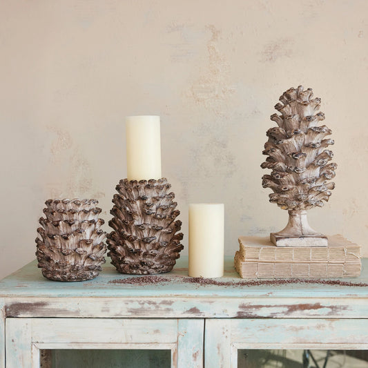 Resin Pinecone Shaped Pillar Holder