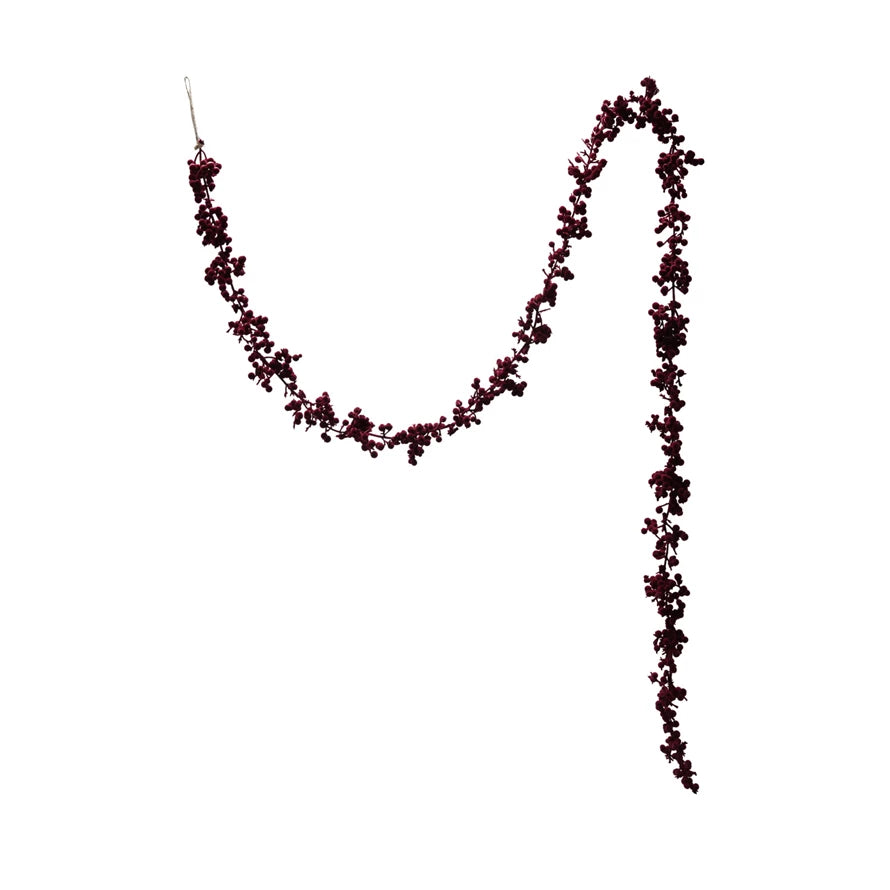Flocked Burgundy Ball Garland