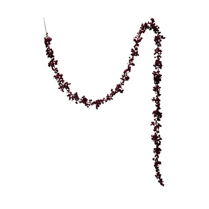 Flocked Burgundy Ball Garland