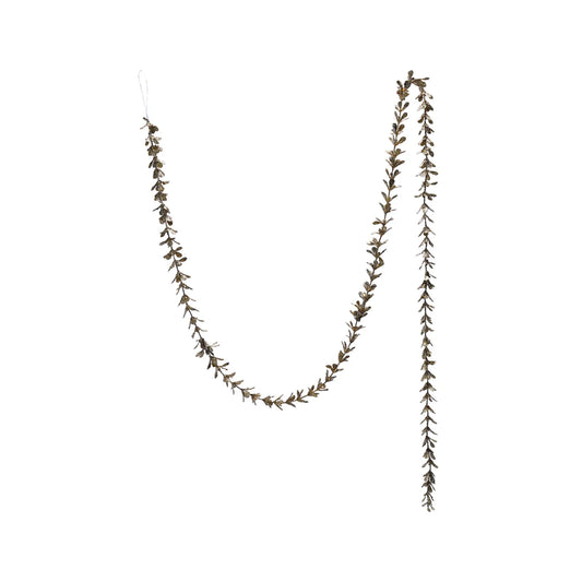 Faux Boxwood Garland with Glitter