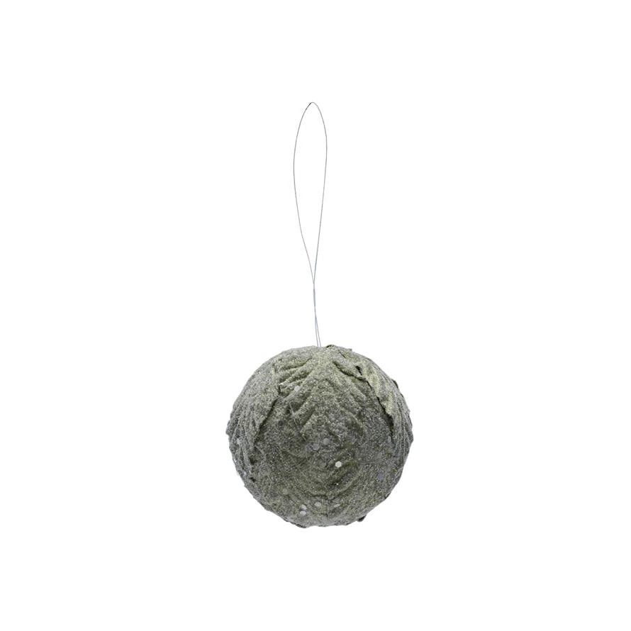 Green Glitter Leaves Ornament