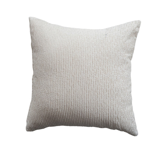 Square Woven Cotton Pillow with Metallic Silver Thread