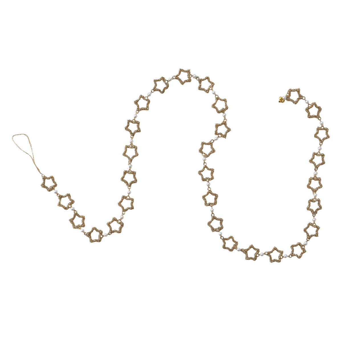 Metal & Glass Beaded Star Garland with Faux Pearls
