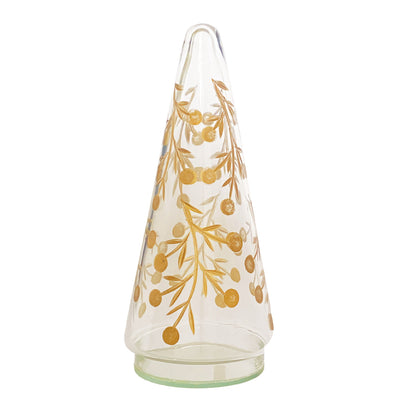 Hand-Blown Etched Glass Tree with Design