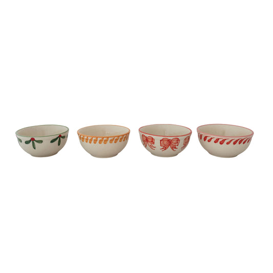 Hand-Painted Stoneware Bowl with Holiday Image Inside