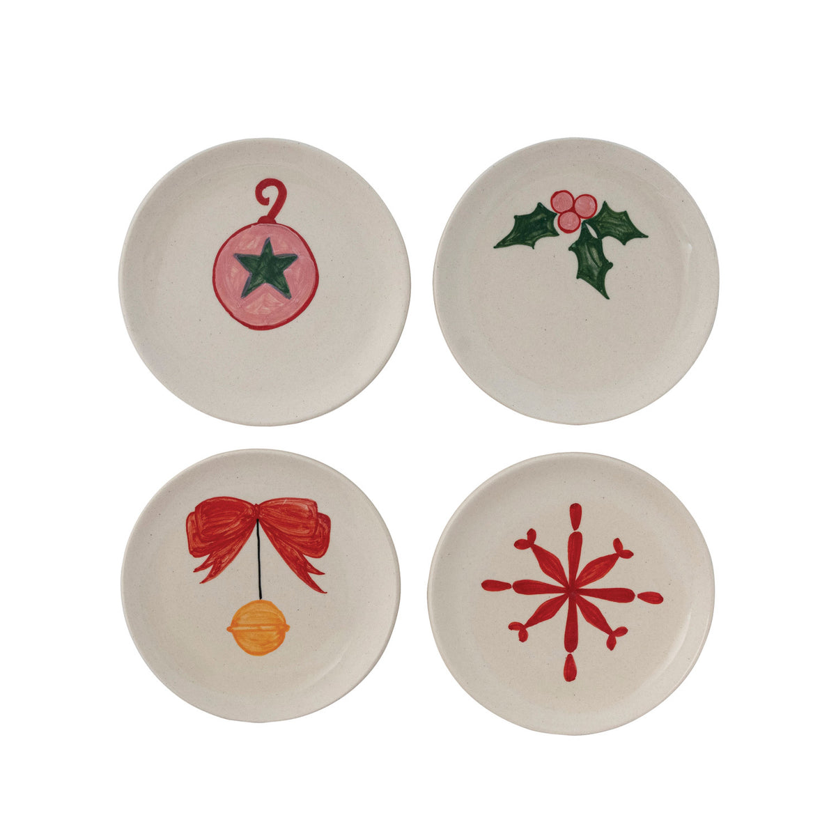 Hand-Painted Stoneware Plate with Holiday Image