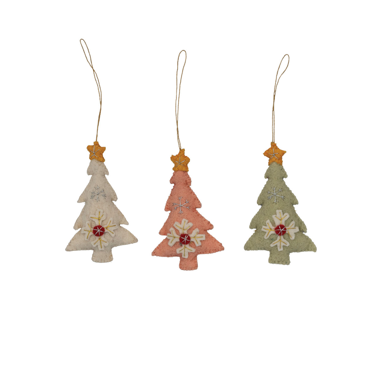 Handmade Wool Felt Tree Ornament with Star