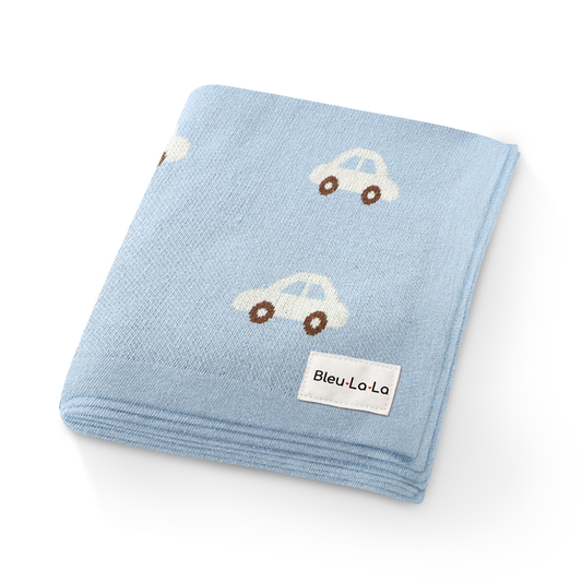 Blue Cars Cotton Swaddle Receiving Blanket