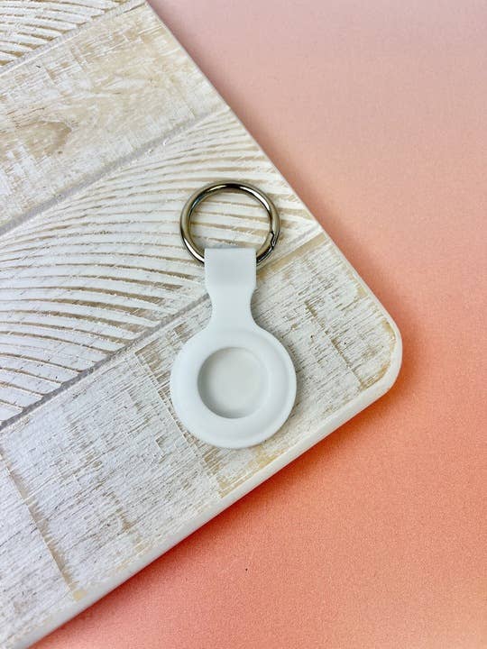 White Silicone AirTag Case Key Chains