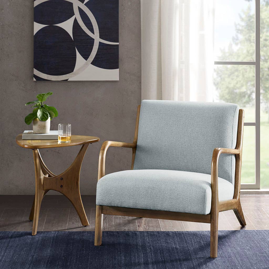 Scandinavian Elm Wood Blue Lounge Chair