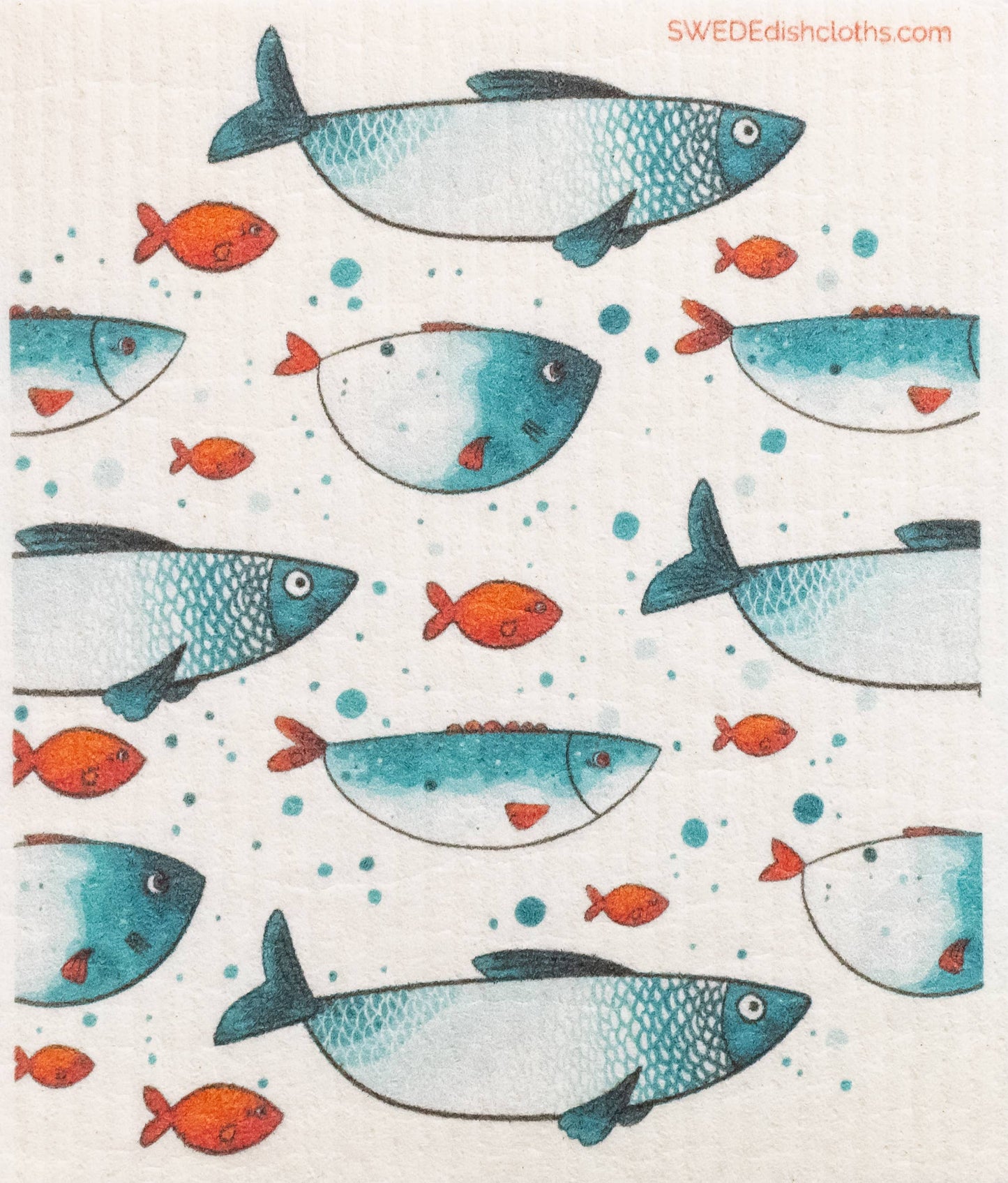 Blue Fish School Swedish Dishcloth