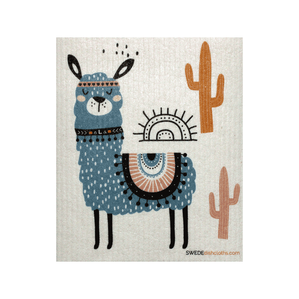 Blue Llama Swedish Dishcloth