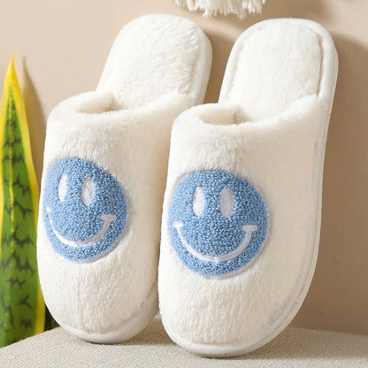 Blue Happy Face Slippers