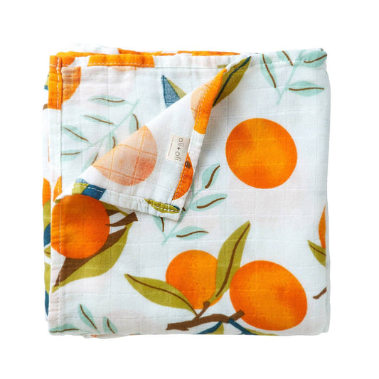 Tangerine Muslin Swaddle Blanket