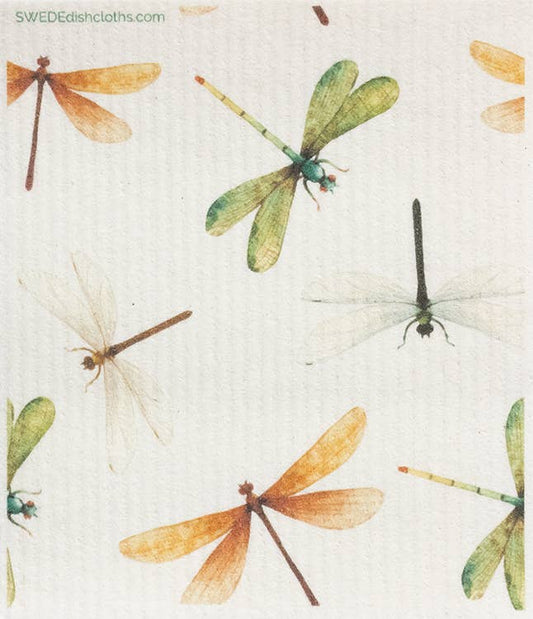 Dragonfly Collage Swedish Dishcloth
