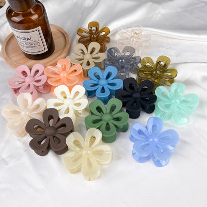 Jelly Cutout Flower Claw Clips
