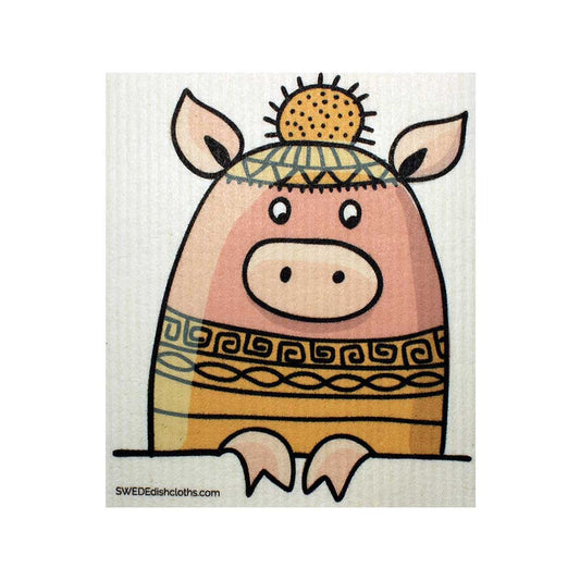 Peeking Pig Swedish Dishcloth