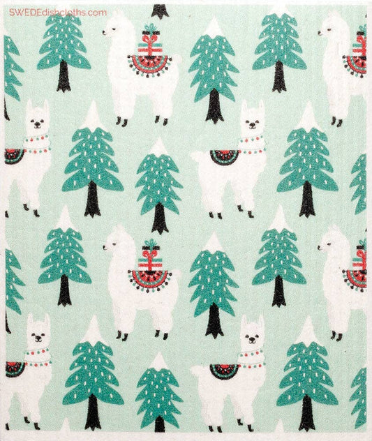 Christmas Llamas Swedish Dishcloth