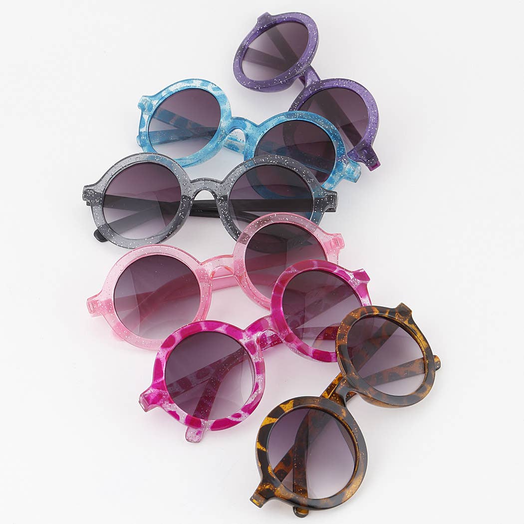 Kids Round Glitter Sunglasses