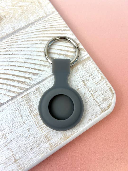 Gray Silicone AirTag Case Key Chains