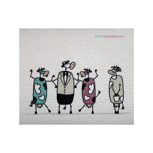 Fun Cows Chatting Swedish Dishcloth