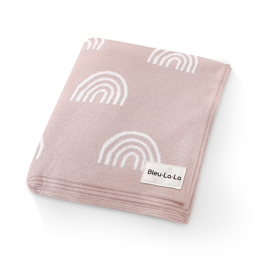 Pink Rainbow Cotton Swaddle Receiving Blanket