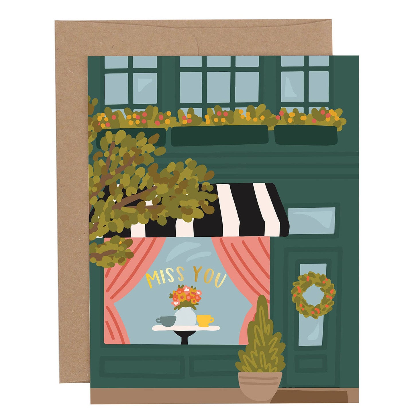 Miss You Cafe Friendship Greeting Card