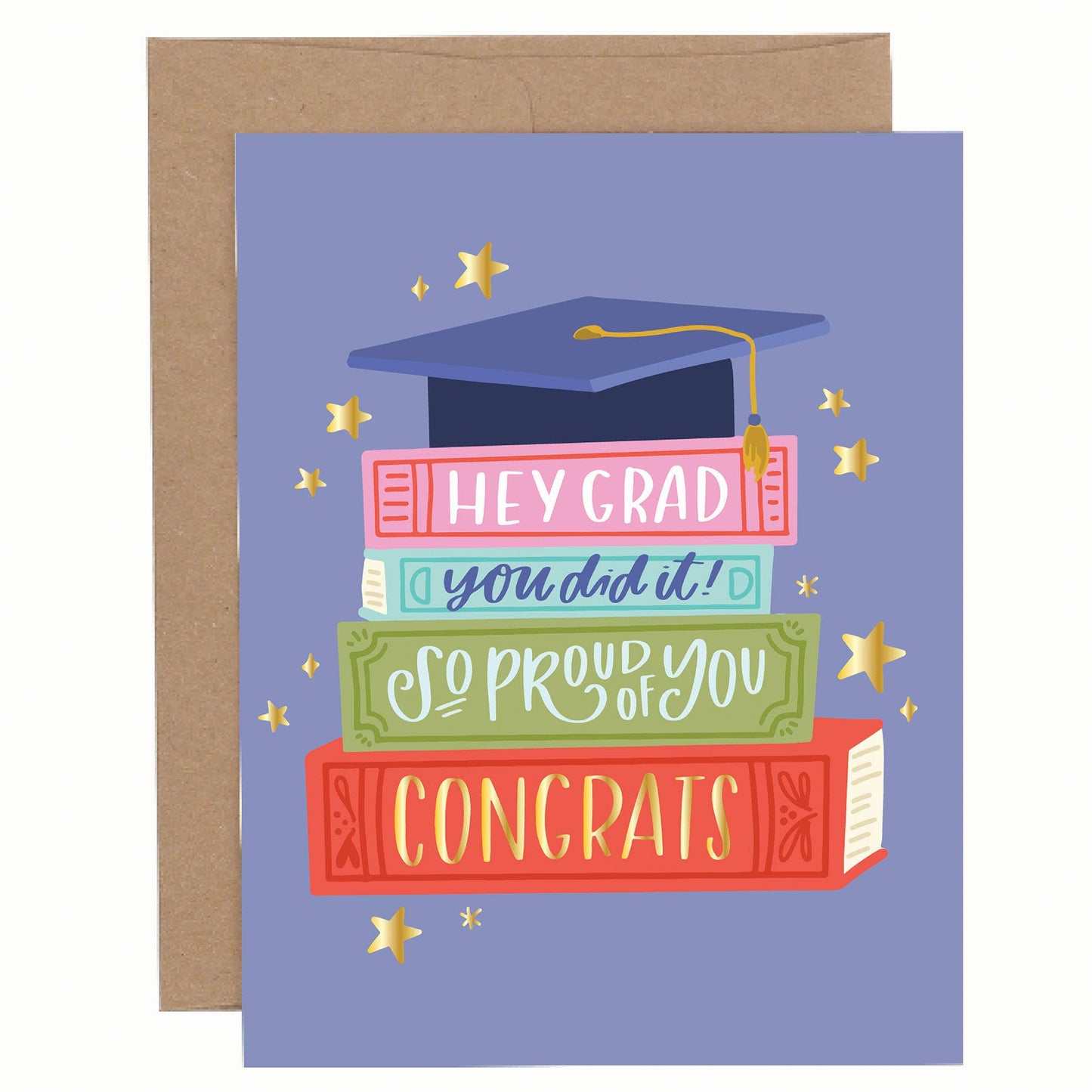 Grad Bookstack Graduation Greeting Card